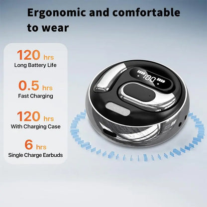 Experience Unmatched Sound with PAVUN Open Ear Wireless Headphones - Bluetooth, Built-In Microphone & LED Power Display