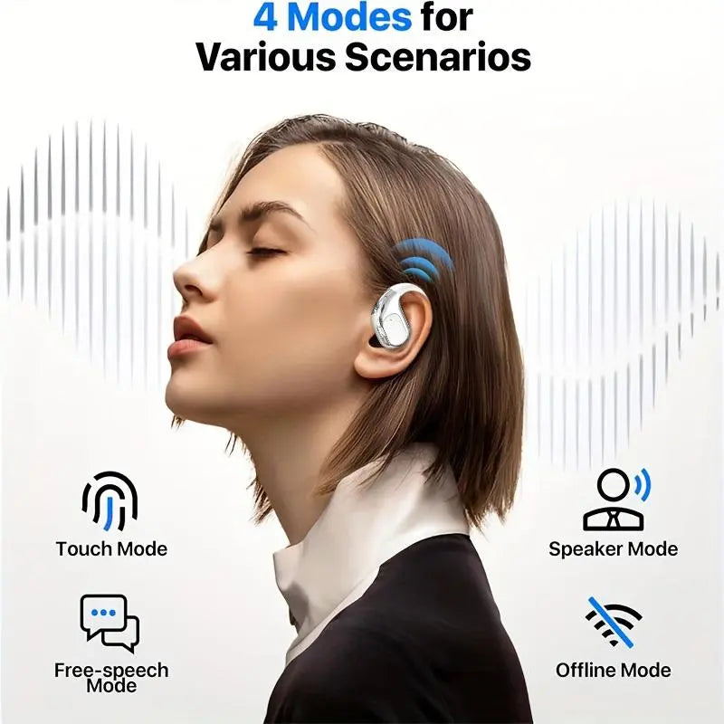 Experience Unmatched Sound with PAVUN Open Ear Wireless Headphones - Bluetooth, Built-In Microphone & LED Power Display
